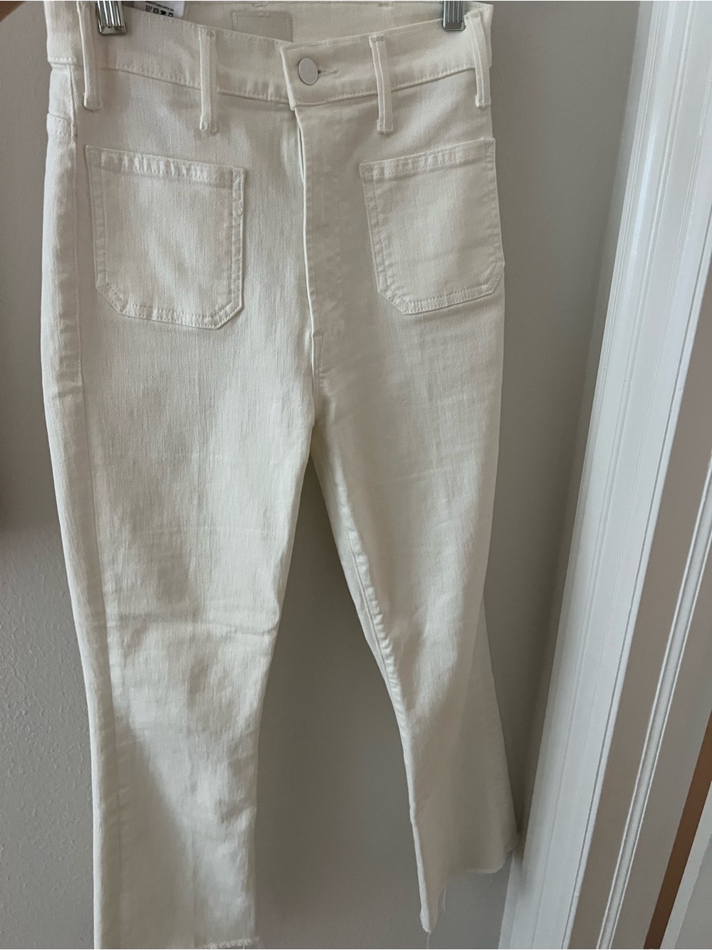 MOTHER White High-Rise Fit and Flare Cropped Jeans